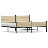 vidaXL Kovinski posteljni okvir brez vzmetnice sonoma hrast 160x200 cm, (21368853) Cene