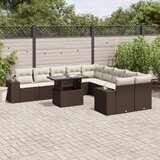 Maison Chic Seti vrtnega pohištva - Vrtna garnitura - Vrtni pohištvo set 11-delna z blazinami rjava poli ratan, (21817832) | Shoptok.si