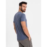 Ombre Men's BASIC classic cotton T-shirt with a serape neckline - blue melange | Shoptok.si