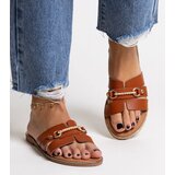 Gemre Brown flip-flops with golden accessories Drahomíra | Shoptok.si