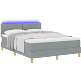  LED Box Spring Krevet Svijetlo siva 140 x 200 cm tkanina | shoptok.hr