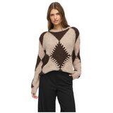 Vila Puloverji Tora Knit - Natural Melange/Coffee Bean Bež Cene