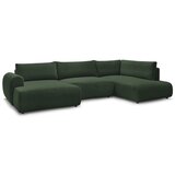 Bobochic Paris temno zelena raztegljiva kotna sedežna garnitura iz rebrastega žameta (levi kot/v obliki črke "u") lucien | Shoptok.si