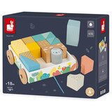 Janod leseni voziček s kockami na vrvici pure | Shoptok.si