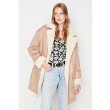 Trendyol Camel Wide Cut Oversize Plush Detailed Suede Coat | Shoptok.si