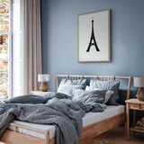  Slika - Eiffel Tower Simple Graphics in Black and White 60x90 U prirodnom drvenom okviru | shoptok.hr