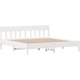 vidaXL Posteljni okvir z vzglavjem bel 200x200 cm trdna borovina, (21038532) Cene