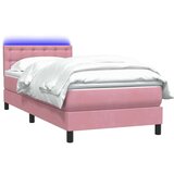 Box spring postelja z vzmetnico roza 80x220 cm žamet, (21793000) | Shoptok.si
