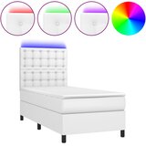 Krevet box spring s madracem LED bijeli 90x200 cm umjetna koža | Eponuda.com