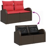  Sjedeća garnitura za vrt 3 pcs Smeđe-crvena Poli ratan | shoptok.hr