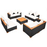 Poli 9-dijelna vrtna garnitura od poliratana s jastucima crna | shoptok.hr