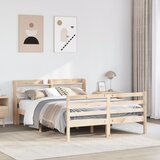 Maison Chic Posteljni okvir - Dvoposteljna postelja - Zakonska postelja z vzglavjem 140x200 cm trdna borovina, (21692381) | Shoptok.si