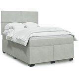  The Living Store Box spring postelja z vzmetnico svetlo siv 140x190 cm žamet - Box Spring Postelja, (21488637) Cene