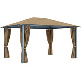  Sjenica sa zastorom 400 x 300 cm smeđe-siva aluminijska | shoptok.hr
