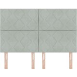 vidaXL Vzglavje Geometrijski blok vzorec Svetlo sivo 140 cm Žamet | Shoptok.si