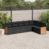 Maison Chic Seti vrtnega pohištva - Vrtna garnitura - Vrtni pohištvo set 7-delna z blazinami črn poli ratan, (21801649) | Shoptok.si