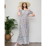 Resti Long summer green dress for women with purple flowers - Clothing | Shoptok.si