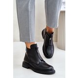 PE1 Leather Ankle Boots With Flat Heel Warm Black Komisa Cijene