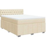 vidaXL Box spring postelja z vzmetnico krem 140x200 cm blago | Shoptok.si
