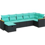  Vrtna sedežna garnitura 7-delna z blazinami črn poli ratan, (22047915) | Shoptok.si