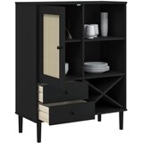  Visoka komoda SENJA crna izgled ratana 90x40x112 cm borovina | Eponuda.com