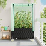  Povišena gredica s pokrovom i kotačima 80 x 50 x 182 cm Crna | shoptok.hr