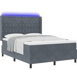 vidaXL Box Spring postelja z vzmetnico in LED temno siva 140x200 cm žamet | Shoptok.si