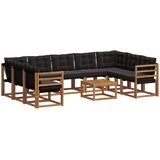  Set vanjskih sofa s jastukom 10 pcs Prirodna i crna | shoptok.hr