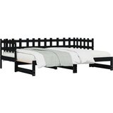 Dnevni ležaj na izvlačenje crni 2x(90x190) cm masivna borovina | shoptok.hr