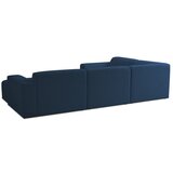 Scandic Temno modra kotna sedežna garnitura iz tkanine bouclé (v obliki črke "U") Roxy – | Shoptok.si