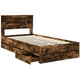  Krevetna konstrukcija s ladicama Dimljeni hrast 100 x 200 cm Smeđa 210 x 102 x 90 cm | shoptok.hr