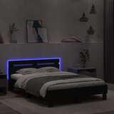 vidaXL Posteljni okvir z vzglavjem in LED črn 135x190 cm | Shoptok.si