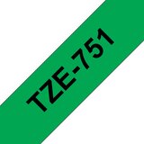 Brother Tze-751 združljiv laminirani trak - 24 mm x 8 metrov črno/zelen, (21404856) | Shoptok.si