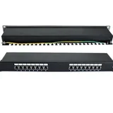 Cat6 Shielded 16-Port Patch Panel Black