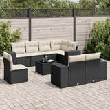 Maison Chic Seti vrtnega pohištva - Vrtna garnitura - Vrtni pohištvo set 9-delna z blazinami črn poli ratan, (21806021) | Shoptok.si