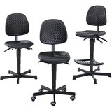 meychair Vrtljiv delovni stol, oblazinjen s PU-peno, nastavitev višine s plinsko vzmetjo, s kolesi z zavorami, območje nastavitve višine 500 - 640 mm | Shoptok.si