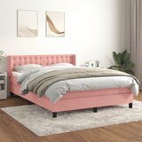 The Living Store Box spring postelja z vzmetnico roza 140x200 cm žamet - Box Spring Postelja, (21492505) Cene
