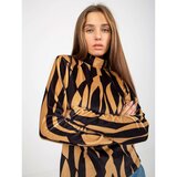 Fashion Hunters Camel and black printed velor blouse from RUE PARIS Cene