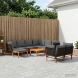  10 kom. Masivno drvo akacije i konopac Prirodna - 5x kutni +3x srednji +1x naslonjač +stol Crna i antracit | shoptok.hr