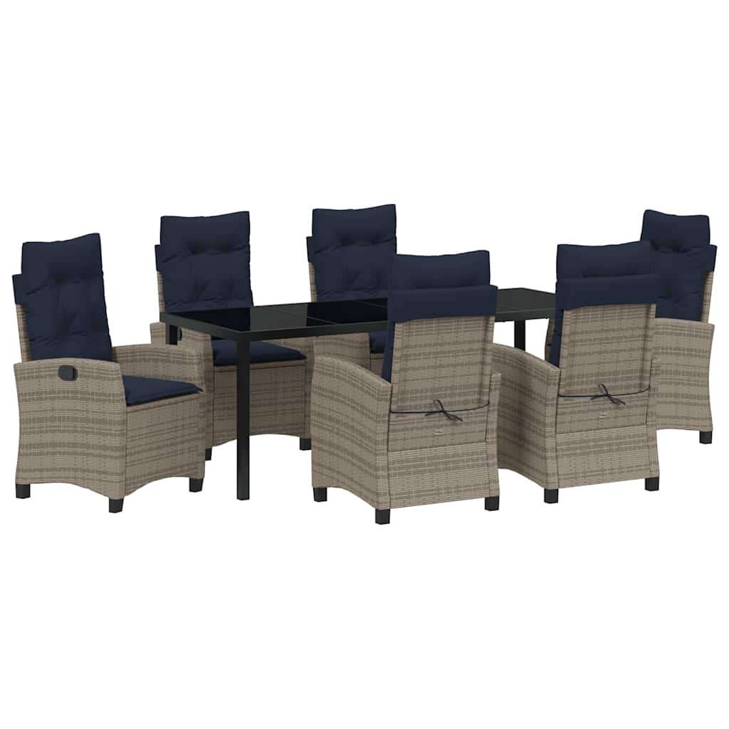  Vrtni set za objed s jastukom 7 pcs Siva poliratan | shoptok.hr