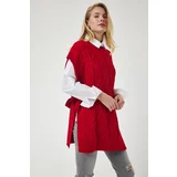 Happiness İstanbul Women's Red Tie Detailed Oversize Knitwear Sweater