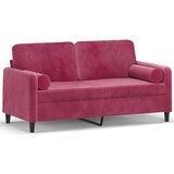 vidaXL Kavč dvosed z blazinami vinsko rdeč 140 cm žamet, (20925128) Cene