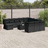  13-dijelni set vrtnih sofa s jastucima poliratan crni Cijene