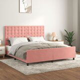 The Living Store Posteljni okvir z vzglavjem roza 160x200 cm žamet - Posteljni Okvir Z Vzglavjem, (21489241) | Shoptok.si