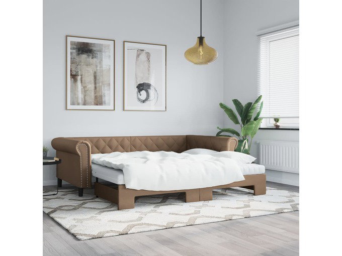 vidaXL dnevni krevet na razvlačenje cappuccino 90x200 cm umjetna koža | shoptok.hr
