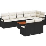  Set od 9 dijelova vrtnog kauča s jastucima crni poliratan akacija dvosjed vanjske sofe s jastucima crni poliratan | shoptok.hr