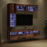 TV ormar s LED svjetlima 7 pcs Staro drvo Konstruirano drvo | shoptok.hr