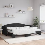 vidaXL Dnevni krevet na razvlačenje s madracima crni 90x200 cm tkanina Cijene