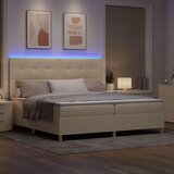  LED Box Spring Krevet s uzglavljem Krema 200 x 200 cm tkanina | shoptok.hr
