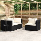 Maison Chic Seti vrtnega pohištva - Vrtna garnitura - Vrtni pohištvo set 3-delna z blazinami črn poli ratan, (21811510) | Shoptok.si